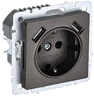 BRITE Роз. с з/к/ш 16А с USB A+A 3,1А РЮш10-2-БрТБ бр. IEK | код BR-R14-16-U21-D31-K45 | IEK