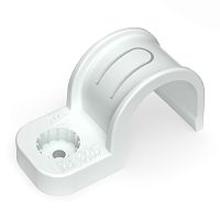 Крепеж-скоба пластиковая односторонняя для прямого монтажа атмосферостойкая белая в п/э d25 мм (50шт/450шт уп/кор) Промрукав | код PR13.0378 | ПРОМРУКАВ