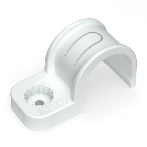 Крепеж-скоба пластиковая односторонняя для прямого монтажа атмосферостойкая белая в п/э d25 мм (50шт/450шт уп/кор) Промрукав | код PR13.0378 | ПРОМРУКАВ Крепеж-скоба пластиковая односторонняя для прямого монтажа атмосферостойкая белая в п/э d25 мм (50шт/450шт уп/кор) Промрукав | код PR13.0378 | ПРОМРУКАВ