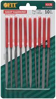 Надфили узкие ПВХ ручка 3х140 мм, 10 шт | код 42170 | FIT