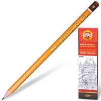 Карандаш чернографитный KOH-I-NOOR 1500, 1 шт., H, без резинки, корпус желтый, заточенный, 150000H01170RU | код 180491 | KOH-I-NOOR