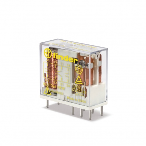 Электромеханическое реле безопасности (реле с принудительным управлением контактами), монтаж на печатную плату или в розетку, выводы с шагом 5мм, 2CO 8A, контакты AgNi, катушка 125В DC, степень защиты RTII | код 501291251000 | FINDER