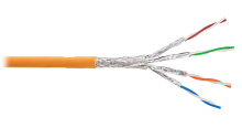 Кабель NIKOLAN S/FTP 4 пары, Кат.6a (Класс Ea), 500МГц, одножильный, BC (чистая медь), 23AWG (0,585мм), внутренний, LSZH нг(А)-HFLTx, оранжевый, 305м | код NKL 9350C-OR | NIKOLAN