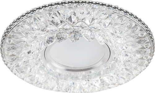 Светильник ИВО-50w G5.3 со светодиодной подсветкой 4000К прозрачный хром | код 32655 | Feron