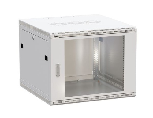 Шкаф настенный 19 TERACOM PRO 6U 600х600 мм дверь стеклянная с замком-ручкой серый | код TRP-WLL-0666-40G | EKF