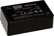 Источник питания AC-DC, 60Вт, вход 85...264В AC 47...440 Гц, выход 24В/2.5А, изоляция 3000В AC, в корпусе на плату 87x52x29.5мм, -30...+70C | код IRM-60-24 | MeanWell