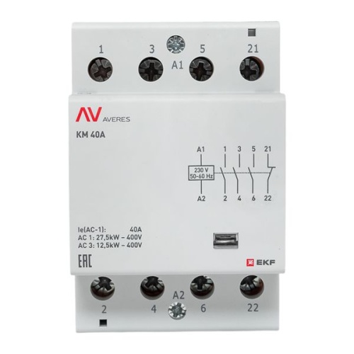 Контактор модульный КМ 40А 3NO+1NC 230VAC (3 мод.) AVERES EKF | код km-av-3-40-31-230V | EKF фото 4