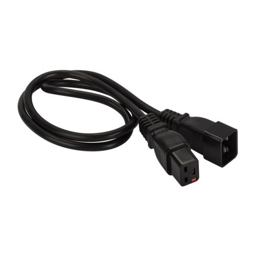 Шнур питания с блокировкой C13-C14, 3х0.75, 220В, 10А, черный, 2 метра | код LAN-PP13L/14-2.0-BK | LANMASTER