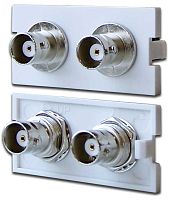 Вставка модульная с 2-мя BNC-адаптерами в розетку LAN-MB, белая | код LAN-MBP-2BNC-WH | LANMASTER