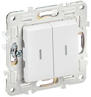 SKANDY Выключатель 2-клавишный проходной с индикацией 10А SK-V10W арктический белый IEKновинка | код SK-V22-1-10-K01 | IEK