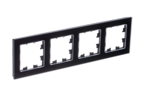 ATLASDESIGN NATURE 4-постовая РАМКА, НАТУРАЛЬНОЕ СТЕКЛО, ЧЕРНЫЙ | код ATN361004 | Systeme Electric