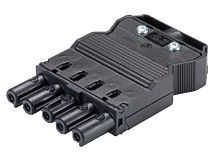 Розеточный разъем на кабель диам. 7 - 13,5 мм, 5 полюсов, винтовая фиксация, номинальное напряжение: 250/400V, номинальный ток: 20A, цвет: черный, серия gesis GST18i5 | код 92.953.4053.1 | Wieland