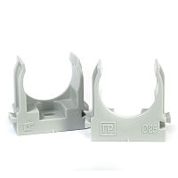 Крепеж-клипса для труб для прямого монтажа серая в гофроящике d25 мм (900шт/кор) Промрукав | код PR13.0454 | ПРОМРУКАВ