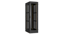 Напольный шкаф 19, 24U, стеклянная передняя дверь, боковые перфорированные стенки и задняя дверь Ш600хВ1280хГ1000мм, в разобранном виде, черный | код TFA-246010-GPPP-BK | TLK