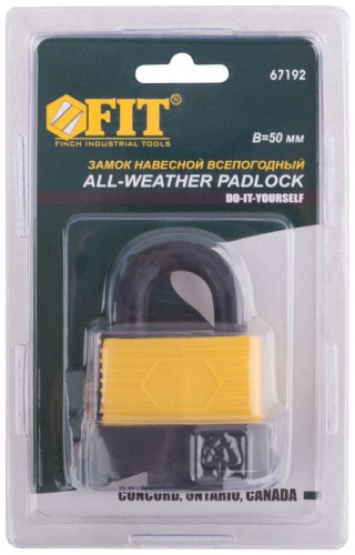 Замок навесной всепогодный 50х36мм стальная дужка 9мм FIT 67192 фото 3