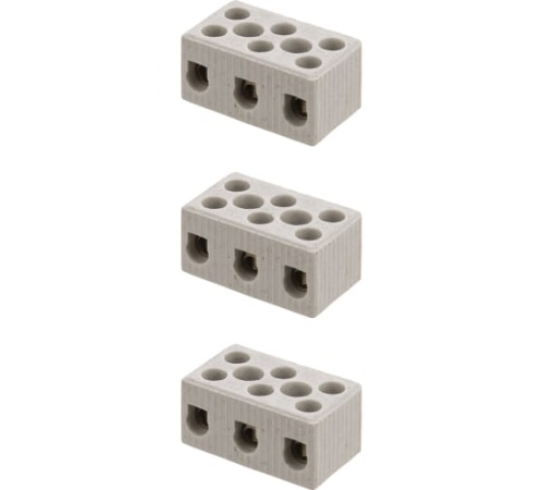 Керамический блок зажимов 15 Ампер 3 пары контактов с крепежным отверстием TDM | код SQ0531-0512 | TDM