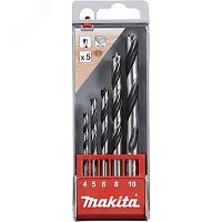Набор сверл по дереву, 5 шт. (4,5,6,8,10 мм) | код D-72861 | Makita