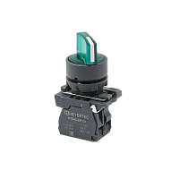 Переключатель на 2 положения с фиксацией и подсветкой, зеленый, 1NO, 220V AC/DC, IP65, пластик MTB5-AK23713 | код 137279 | MEYERTEC