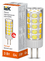 Лампа светодиодная CORN 3Вт капсула 3000К G4 12В керамика | код LLE-CORN-3-012-30-G4 | IEK