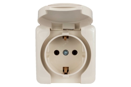 Розетка 1-м ОП с крышкой VIOLA с заземл. крем. LEZARD 751-0300-123