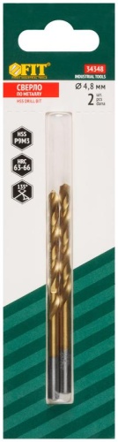 Сверла HSS по металлу, титановое покрытие, в блистере 4.8 мм (2 шт) | код 34348 | FIT фото 3