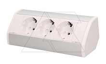 Блок розеточный угловой, 3x2P+E со шторками, накладной, кабель 0,6м, 3680вт, белый-алюминий | код OR-GM-9001-W.AL | ORNO