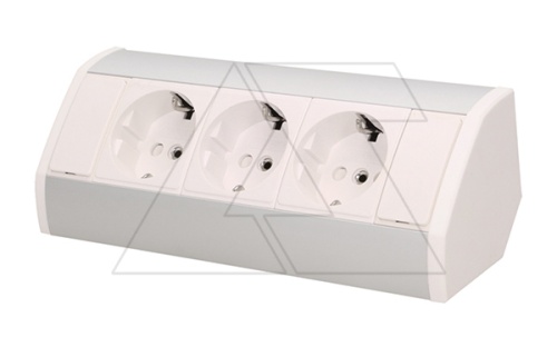 Блок розеточный угловой, 3x2P+E со шторками, накладной, кабель 0,6м, 3680вт, белый-алюминий | код OR-GM-9001-W.AL | ORNO