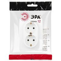 Розетка Серия 12 12-2106-01М , 2X2P+E Schuko, 16А-250В, белый матовый | код Б0065721 | ЭРА