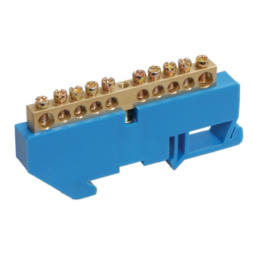 Шина N нулевая с синим изолятором на DIN-рейку 6x9 мм стойка бол. 10 групп REXANT | код 11-2341 | REXANT Шина N нулевая с синим изолятором на DIN-рейку 6x9 мм стойка бол. 10 групп REXANT | код 11-2341 | REXANT