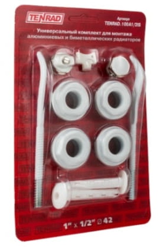 Унив. комплект 3/4" (с 2-мя кронштейнами) TENRAD для монтажа радиаторов | код. TENRAD.100A3 | VALTEC
