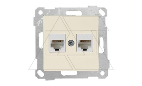 Rita - Розетка 2хRJ-45 кат. 6 UTP, сл.кость | код 2200-141-0102 | Mutlusan