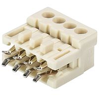 Розеточный разъем на торец платы, для светодиодов, 4 полюса, номинальное напряжение: 25V, номинальный ток: 2,5A, цвет: белый, серия gesis LST03i2 | код 93.574.0053.0 | Wieland