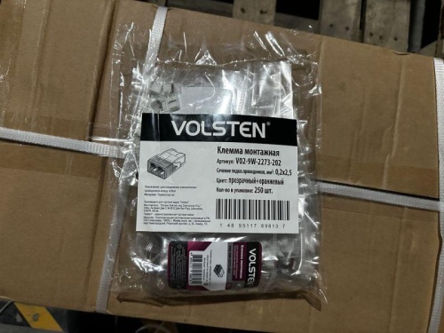 Клемма строительно-монтажная с пастой СМК Cu/Pb 2 пр. до 2.5мм 24А 450 В 10шт V02-9W-2273-202 Volsten 15237 фото 5