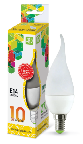 Лампа светодиодная LED-СВЕЧА НА ВЕТРУ-standard 10Вт 230В Е14 3000К 900Лм ASD | код 4690612024615 | ASD Лампа светодиодная LED-СВЕЧА НА ВЕТРУ-standard 10Вт 230В Е14 3000К 900Лм ASD | код 4690612024615 | ASD