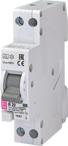 Диффер. автоматический выключатель KZS-1M SUP B 20/0,03 тип A (6kA) (верхн. подключ.) | код 002175705 | ETI Диффер. автоматический выключатель KZS-1M SUP B 20/0,03 тип A (6kA) (верхн. подключ.) | код 002175705 | ETI