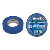Лента изоляционная UIT-135P 20/19/01 BLU Uniel 20м, 19мм, 0.135мм, 1шт, цвет синий Uniel | код 04477 | UNIEL