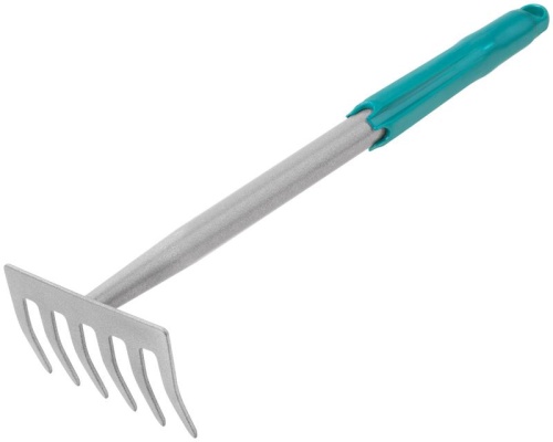 Грабли мини с ручкой цельнометаллическая, 6 зубьев | код 76850 | FIT фото 2