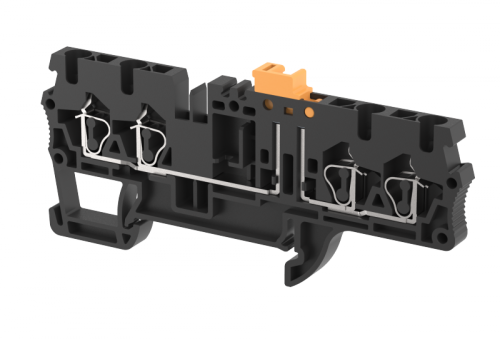 Клемма проходная пружинная 2,5 мм2 с размыкателем на 4 подключения, черная SQK2.5-2X2-BLACK | код 2102150005 | Elmex