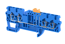 Клемма проходная пружинная 2,5 мм2 с размыкателем на 4 подключения, синяя SQK2.5-2X2-BLUE | код 2102150001 | Elmex