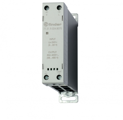 Модульное твердотельное реле, выход 30А (60…440В АС), питание 24В DC, Функция Произвольн.включ. , ширина 22.5мм, клем.контактор, степень защиты IP20, упаковка 1шт. | код 773190248071PAS | FINDER