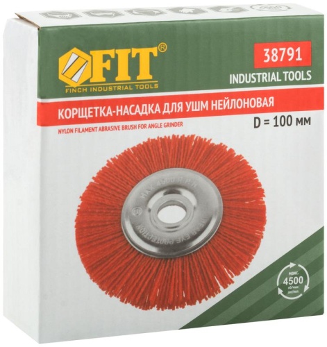 Корщетка-колесо нейлоновая, посадочный диаметр 22,2 мм, Профи 100 мм | код 38791 | FIT фото 3