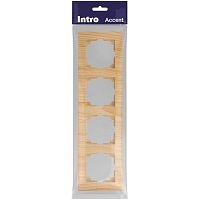 Рамка для розеток и выключателей Intro Accent 6-504-11 на 4 поста, СУ, сосна | код Б0063771 | ЭРА