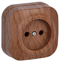 Розетка одноместная для открытой установки РС20-2-ХД без заземления 10А GLORY дуб | код ERH10-K24-10 | IEK