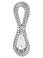 Шнур сетевой с вилкой в тканевой оплетке ПВС 2x0,75мм2 1,8м, 1400 Вт б/з белый TDM | код SQ1305-0091 | TDM