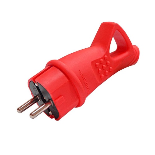 Вилка электрическая 1ф 16А 250В IP44 с заземл. с ушком каучук красн. (еврослот) | код. 3071 | Universal Вилка электрическая 1ф 16А 250В IP44 с заземл. с ушком каучук красн. (еврослот) | код. 3071 | Universal