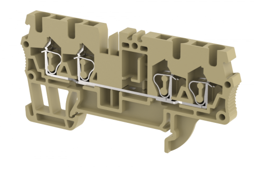 Клемма проходная пружинная 2,5 мм2 на 4 подключения, хаки SQ2.5-2X2-KHAKHI | код 2102060006 | Elmex