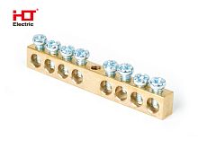 Шина PEN земля-ноль6х9мм 8/1 (8групп/крепеж по центру) HLT | код 081-09-03 | HLT