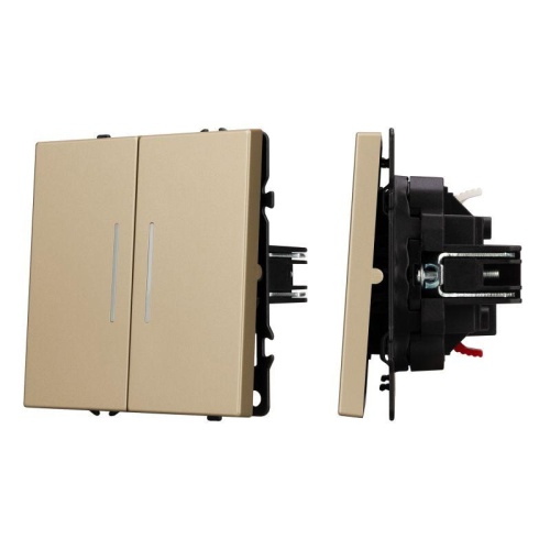 Механизм выключателя двухклавишный проходной LED SWT-NOBE-MKP2-SFPL-L-GD 230В 10А Arlight 054268 Механизм выключателя двухклавишный проходной LED SWT-NOBE-MKP2-SFPL-L-GD 230В 10А Arlight 054268