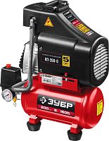 Компрессор поршневой Зубр КП-200-6 безмасляный 200л/мин 6л 1500Вт красный | код 1407277 | ЗУБР