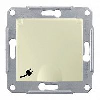 Розетка SEDNA, скрытый монтаж, с заземлением, с крышкой, со шторками, бежевый | код. SDN3100147 | Schneider Electric